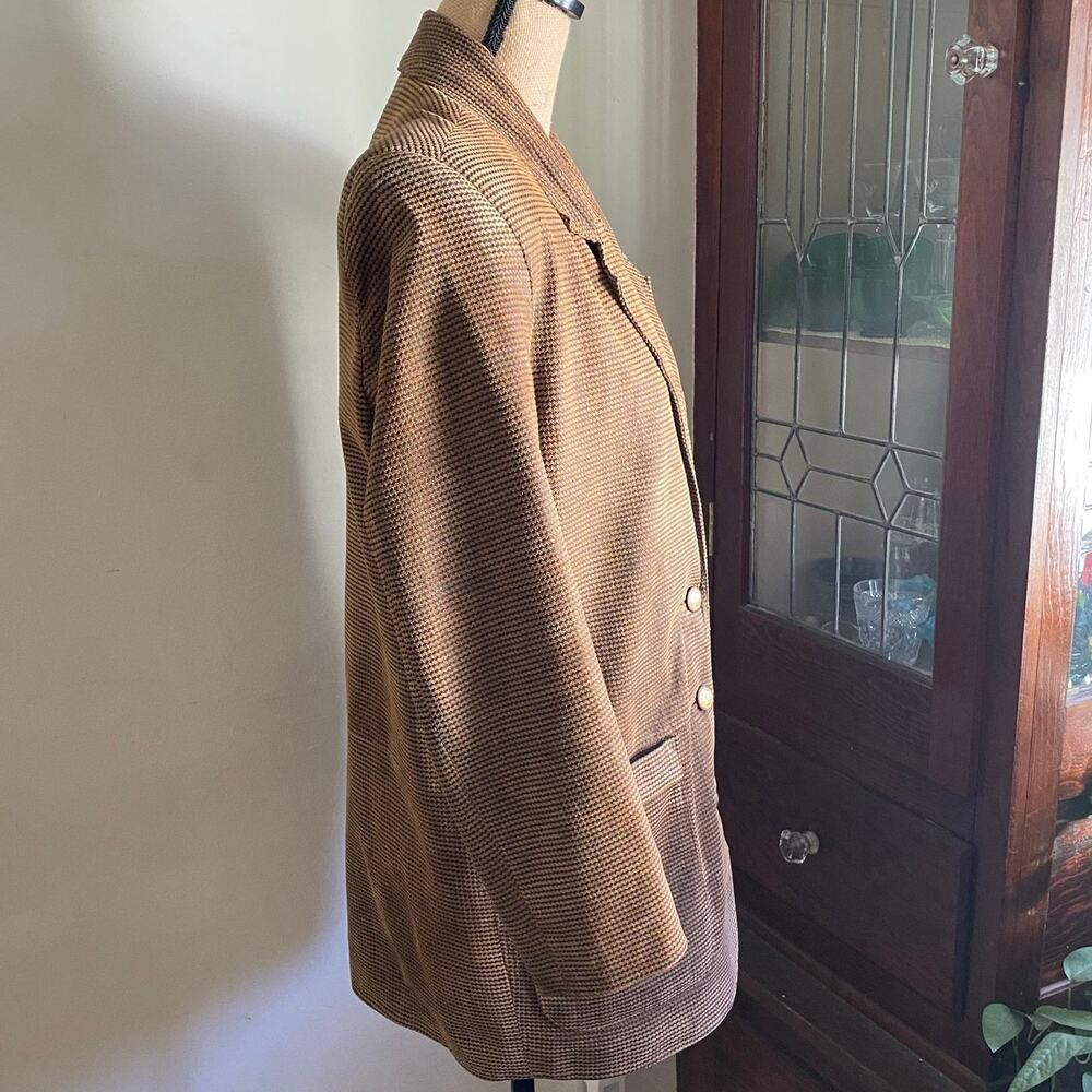 The Limited Leather Blazer Small Vintage Brown Houndstooth Boxy Oversized Career - Picture 4 of 17